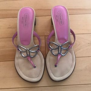 Coach “Amara” Leather Butterfly Sandal Heels